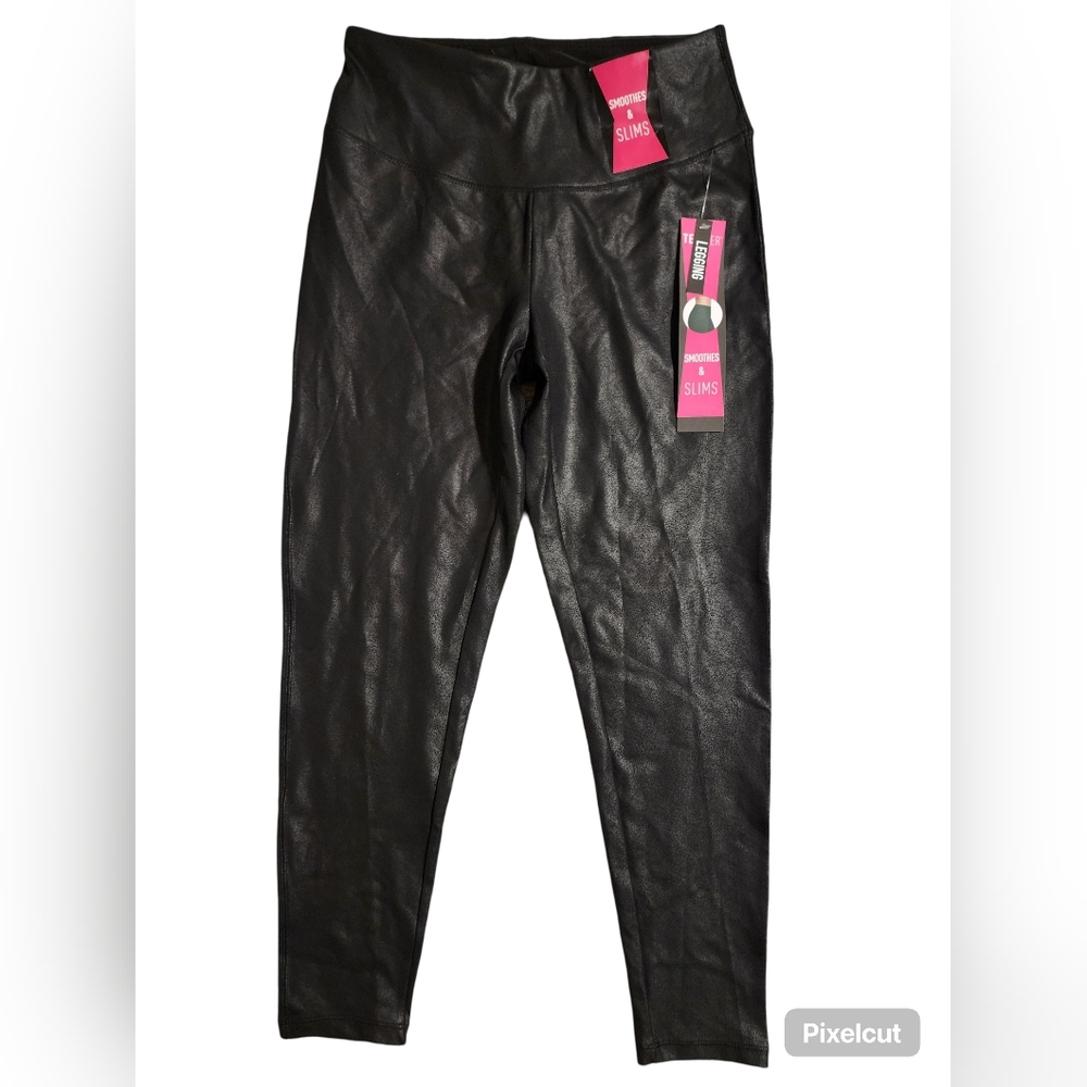NWT Teezher Faux Leather Black Shaping Leggings Sz Small